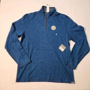 NEW Eddie Bauer Reversible Shirt Blue/Stripe Men's Medium 1/4 Zip Pullover